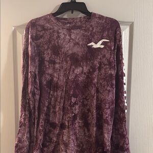 Hollister Men’s Purple Tie-Dye Long Sleeve Top